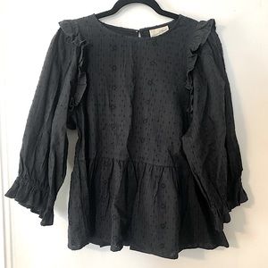 3/4 Sleeve Black Target Peasant Blouse